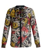 Matchesfashion.com Mary Katrantzou - Ruffled Neck Silk Blouse - Womens - Multi