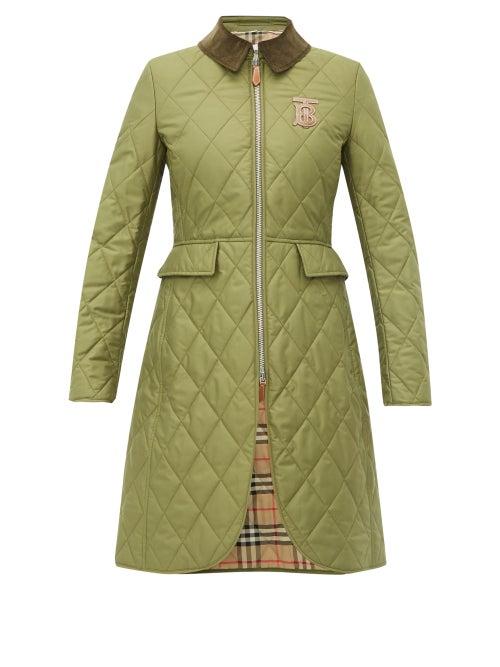 Matchesfashion.com Burberry - Ongar Vintage Check Lined Quilted Coat - Womens - Khaki