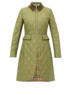 Matchesfashion.com Burberry - Ongar Vintage Check Lined Quilted Coat - Womens - Khaki