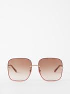 Chlo Eyewear - Benjamine Oversized Square Sunglasses - Womens - Gold Brown