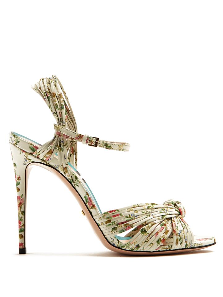 Gucci Allie Rose-print Leather Sandals