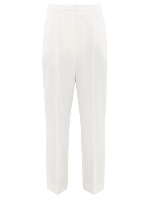 Matchesfashion.com Alexander Mcqueen - High-rise Wool Grain De Poudre Cigarette Trousers - Womens - Ivory