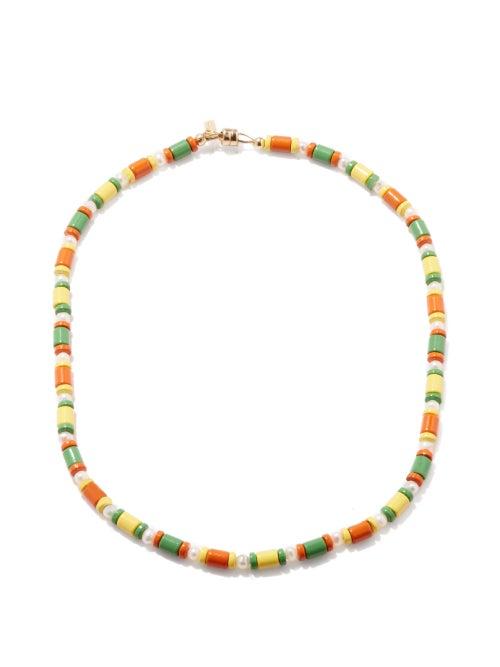 Liou - Deedee Enamel, Pearl & 14kt Gold-plated Necklace - Mens - Multi