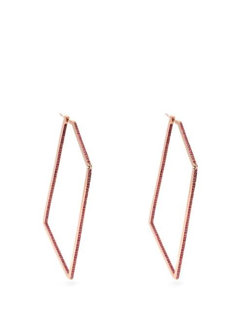 Matchesfashion.com Lynn Ban - Sapphire & Rose Gold Plated Geometric Earrings - Womens - Pink