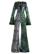 Halpern Abstract Pop And Zebra-pattern Sequinned Jumpsuit
