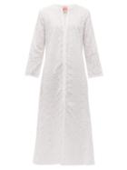 Matchesfashion.com Le Sirenuse, Positano - Vanessa Front Slit Embroidered Cotton Kaftan - Womens - White