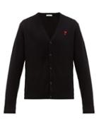 Matchesfashion.com Ami - Logo Embroidered Wool Cardigan - Mens - Black