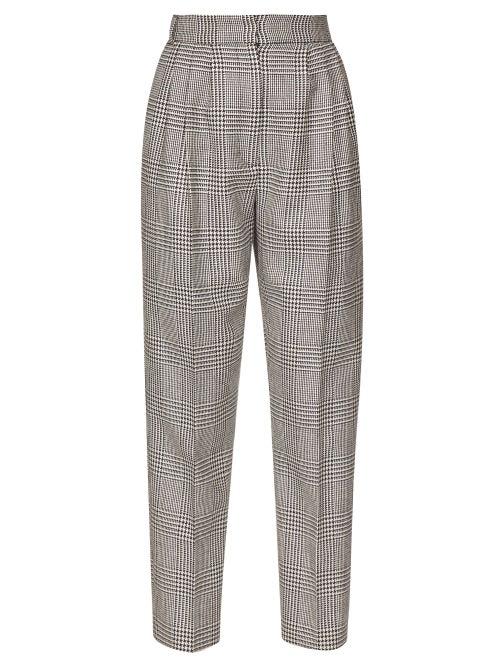 Matchesfashion.com Alexander Mcqueen - High Rise Prince Of Wales Checked Trousers - Womens - Black White