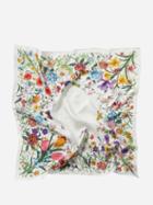 Gucci - Floral-print Silk-twill Scarf - Womens - White Multi