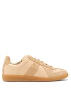 Ladies Shoes Maison Margiela - Replica Suede-panel Leather Trainers - Womens - Beige