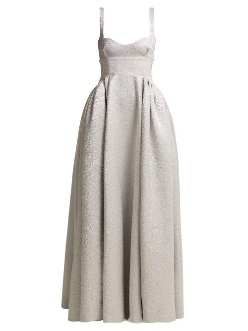 Matchesfashion.com Emilia Wickstead - Diamond Bedini Sweetheart Neckline Cloqu Gown - Womens - Silver