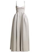 Matchesfashion.com Emilia Wickstead - Diamond Bedini Sweetheart Neckline Cloqu Gown - Womens - Silver