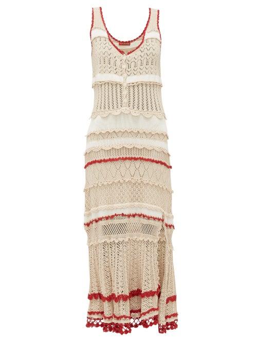 Matchesfashion.com Altuzarra - Herrick Frilled Cotton-crochet Dress - Womens - Beige