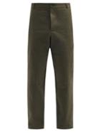 Matchesfashion.com Oliver Spencer - Judo Organic Cotton-blend Cloqu Wide-leg Trousers - Mens - Dark Green