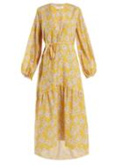 Matchesfashion.com Borgo De Nor - Beatrice Bouquet Print Crepe Dress - Womens - Yellow Print