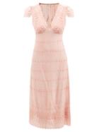 Loveshackfancy - Shaffer Cap-sleeve V-neck Dress - Womens - Pink