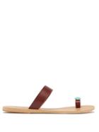Matchesfashion.com Ancient Greek Sandals - Thalia Turquoise-embellished Leather Sandals - Womens - Brown Multi
