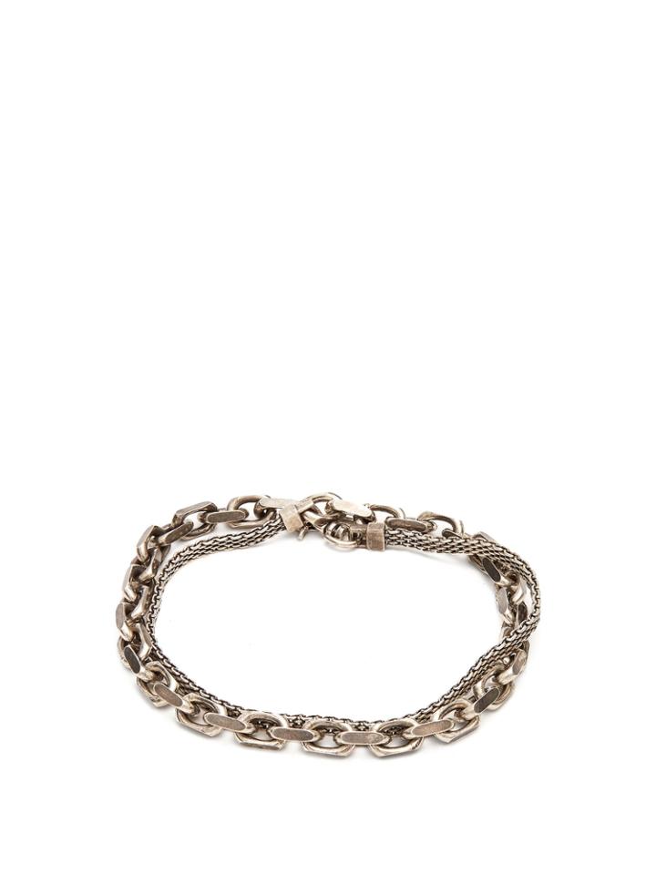 Title Of Work Marco-mesh And Flat-cable Sterling-silver Bracelet