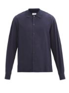Matchesfashion.com Raey - Rib-collar Woven Shirt - Mens - Navy