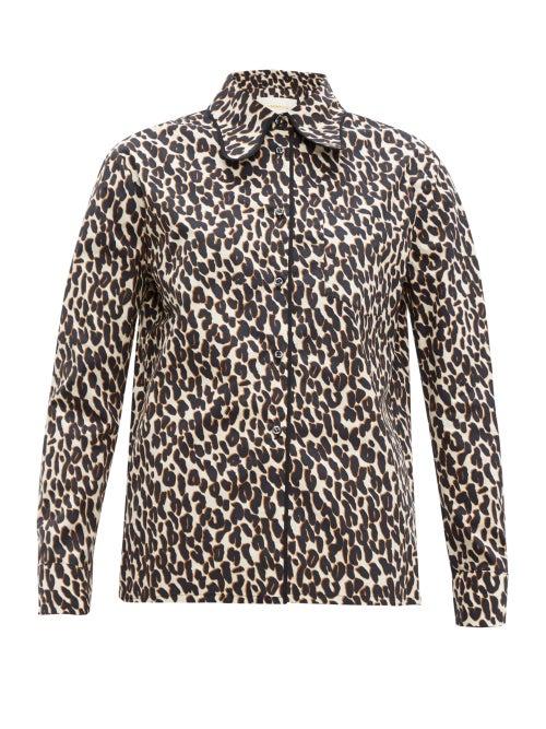 Matchesfashion.com La Doublej - Rodeo Leopard Print Cotton Poplin Shirt - Womens - Leopard