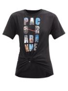 Matchesfashion.com Paco Rabanne - Logo-print Gathered Organic-cotton T-shirt - Womens - Black Multi
