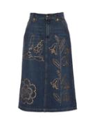 Redvalentino Stud-embellished Denim Midi Skirt