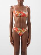 Erdem - Vacation Thea Floral-print Bikini Top - Womens - Red Multi