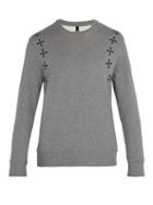 Matchesfashion.com Neil Barrett - Military Star Print Crew Neck Cotton Sweatshirt - Mens - Grey