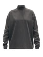 Matchesfashion.com Lemaire - High-neck Washed Cotton-satin Top - Womens - Dark Grey