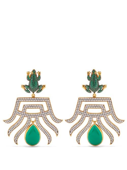 Begum Khan - Prince Frog 24kt Gold-plated Earrings - Womens - Green