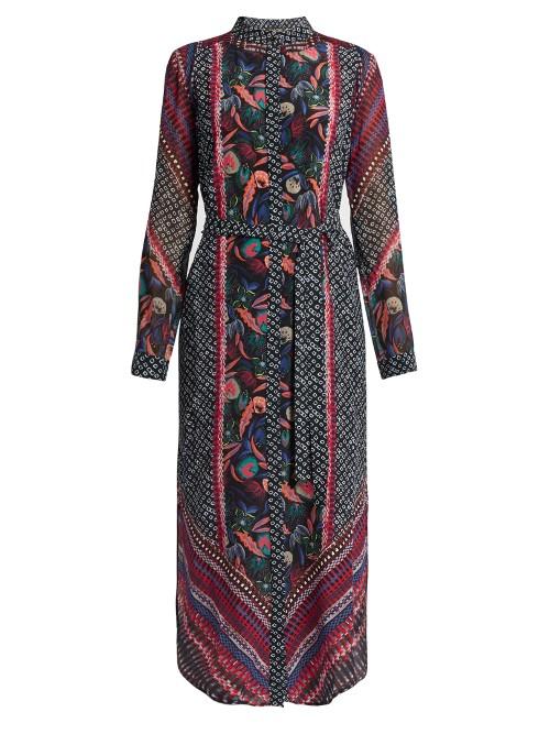 Saloni Molly Floral-print Silk-crepe Dress