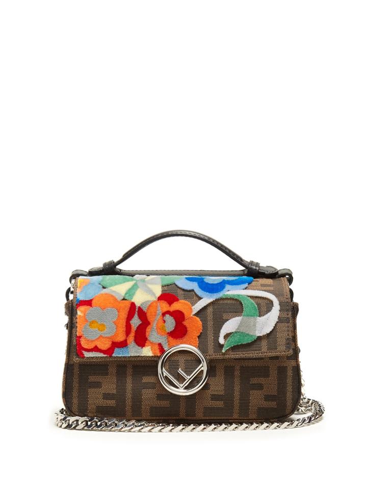Fendi Double Baguette Logo-jacquard Cross-body Bag