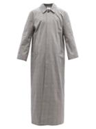 Mens Rtw Vetements - Prince Of Wales-check Longline Cotton-twill Coat - Mens - Grey