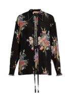 No. 21 Floral-print Crystal-embellished Silk Shirt
