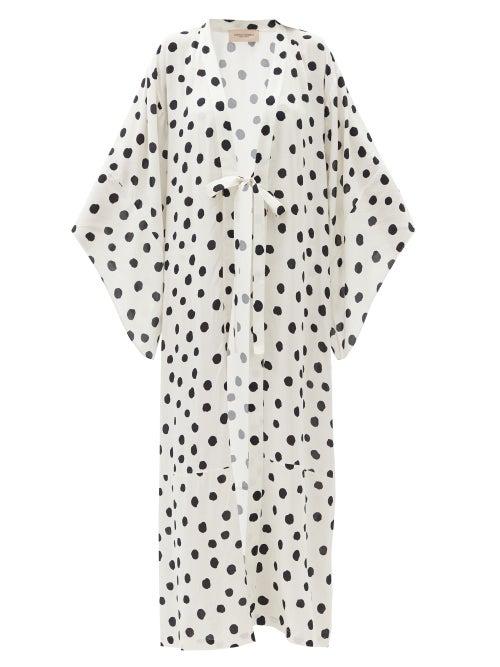 Matchesfashion.com Adriana Degreas - Longline Polka-dot Poplin Robe - Womens - Cream Print