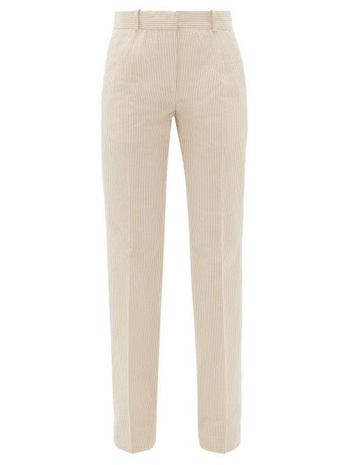 Matchesfashion.com Pallas Paris - Giacomo Seersucker-cotton Straight-leg Trousers - Womens - Beige Stripe