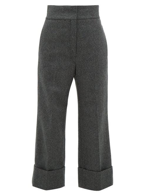 Matchesfashion.com Lemaire - High Rise Wool Blend Trousers - Womens - Dark Grey