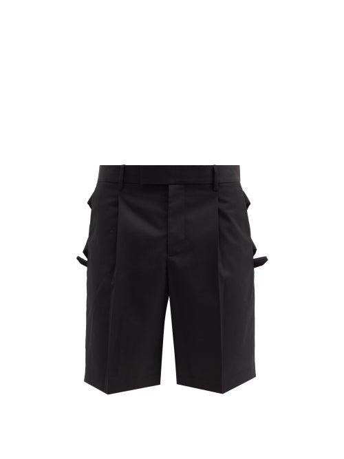 Matchesfashion.com Helmut Lang - Strap-embellished Wool-blend Tailored Shorts - Mens - Black