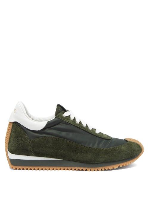 Matchesfashion.com Loewe - Dune Anagram-debossed Shell And Suede Trainers - Womens - Dark Green