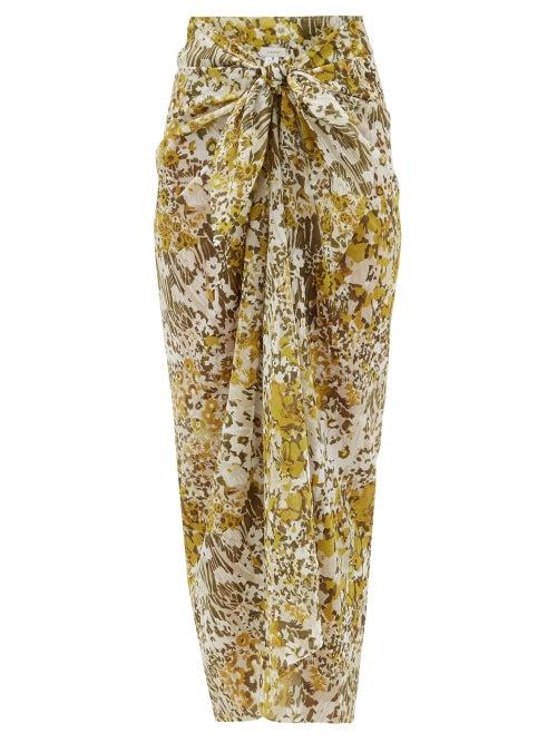 Matchesfashion.com On The Island By Marios Schwab - Floral-print Cotton-voile Sarong - Womens - Yellow Print