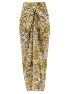 Matchesfashion.com On The Island By Marios Schwab - Floral-print Cotton-voile Sarong - Womens - Yellow Print