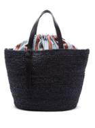 Matchesfashion.com Cesta Collective - Large Woven Sisal And Striped Cotton Basket Bag - Womens - Navy Multi