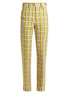 Matchesfashion.com Miu Miu - Circle Striped Print Wool Blend Trousers - Womens - Green Multi