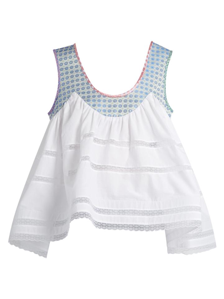 Natasha Zinko Scoop-neck Lace-trimmed Cotton Top