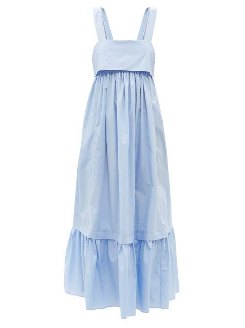 Chlo - Tie-back Cotton-poplin Maxi Dress - Womens - Blue