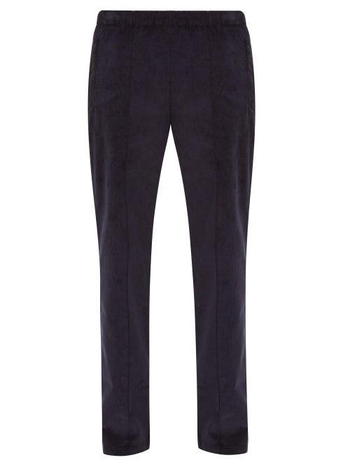 Matchesfashion.com Maison Margiela - Satin Trimmed Cotton Corduroy Trousers - Mens - Navy