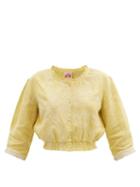 Matchesfashion.com Le Sirenuse, Positano - Rosei Palm-embroidered Linen Cropped Top - Womens - Yellow