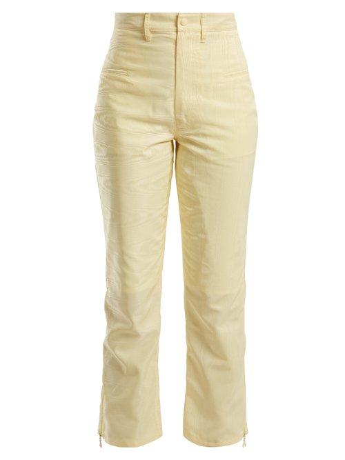 Matchesfashion.com Marine Serre - High Rise Moire Cropped Trousers - Womens - Yellow