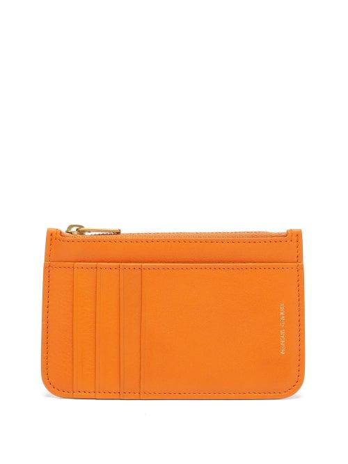Matchesfashion.com Mansur Gavriel - Zipped Grained-leather Cardholder - Womens - Orange