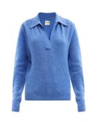 Matchesfashion.com Khaite - Jo Cashmere-blend V-neck Sweater - Womens - Blue